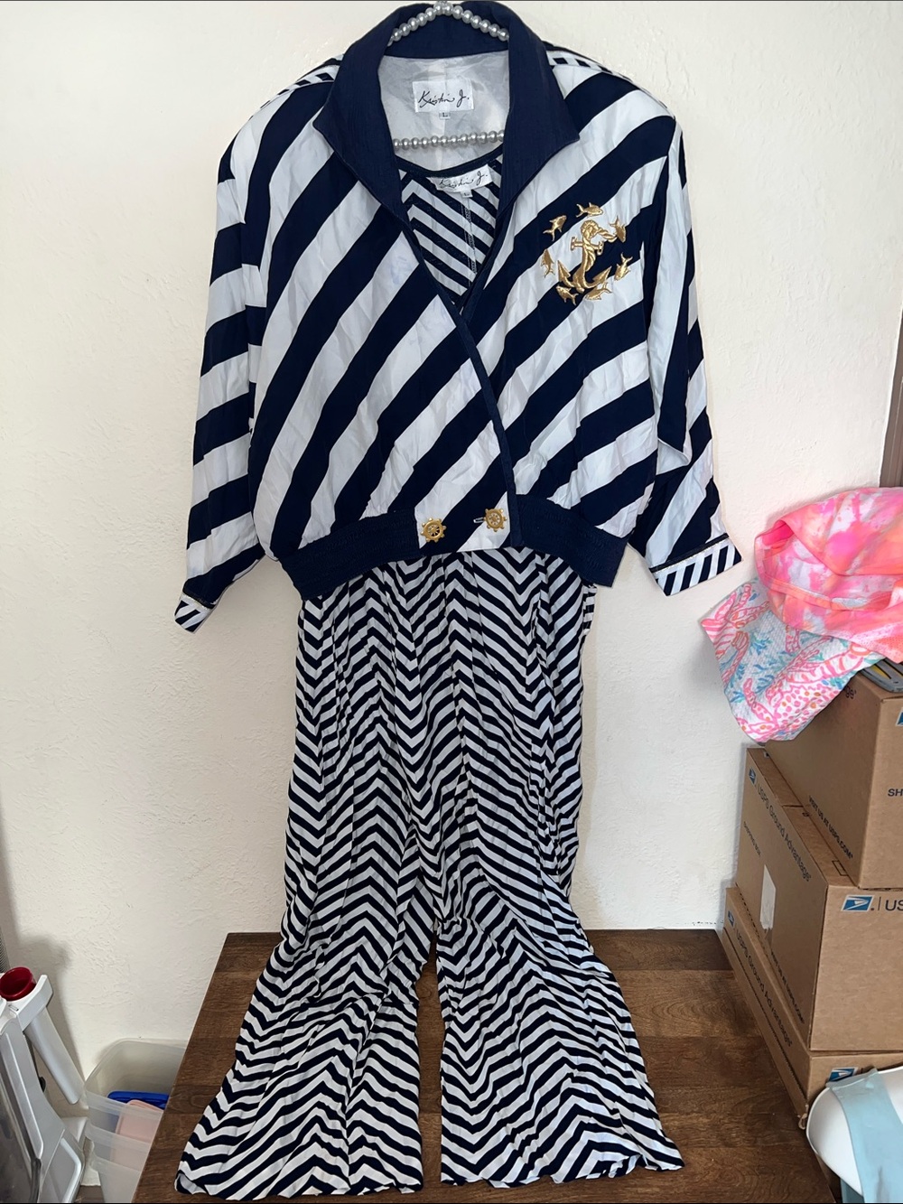 Vintage Kristin J L nautical track suit set